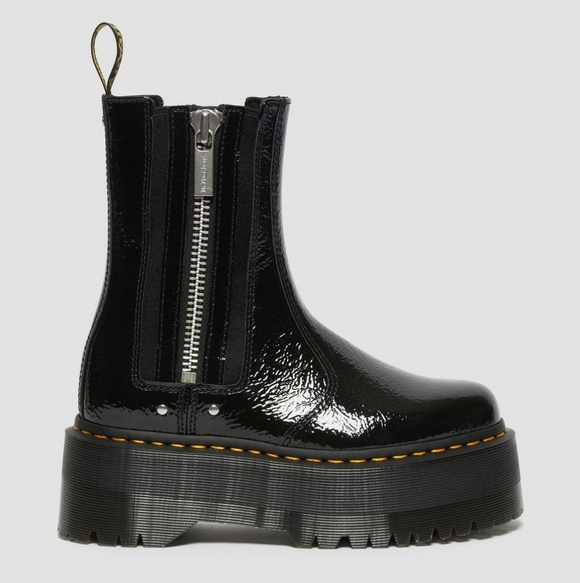 NWOB Dr. Martens 2976 Max Distressed Leather Platform Chelsea Boot - Black - Picture 2 of 6